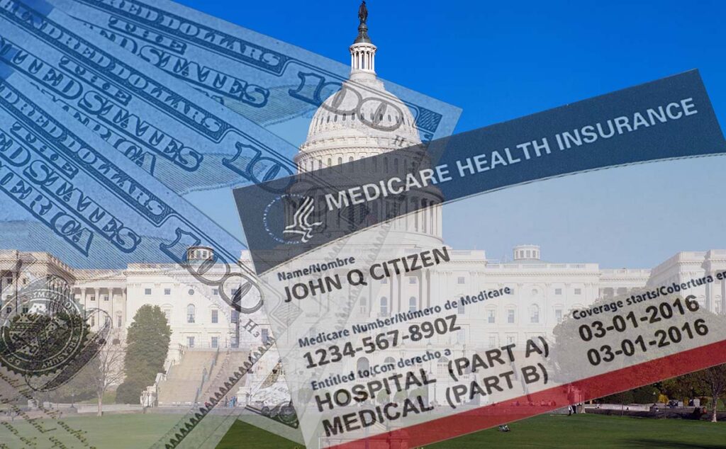 medicare card and dollars